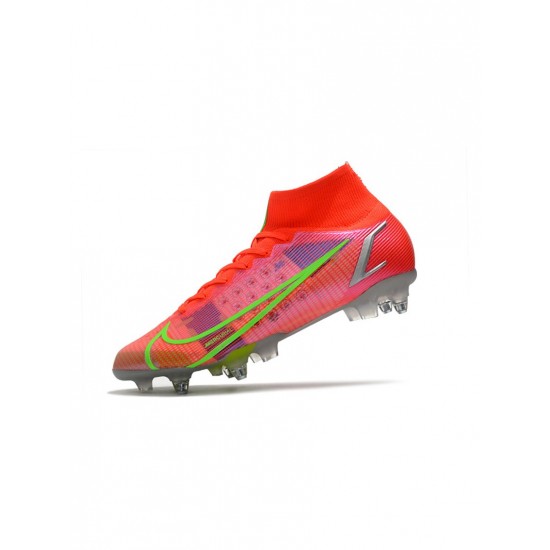 Nike Mercurial Superfly 8 Elite SG Pro Bright Crimson Metallic Silver Soccer Cleats