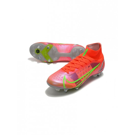 Nike Mercurial Superfly 8 Elite SG Pro Bright Crimson Metallic Silver Soccer Cleats