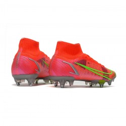 Nike Mercurial Superfly 8 Elite SG Pro Bright Crimson Metallic Silver Soccer Cleats