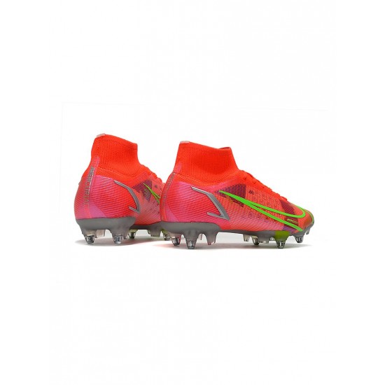 Nike Mercurial Superfly 8 Elite SG Pro Bright Crimson Metallic Silver Soccer Cleats