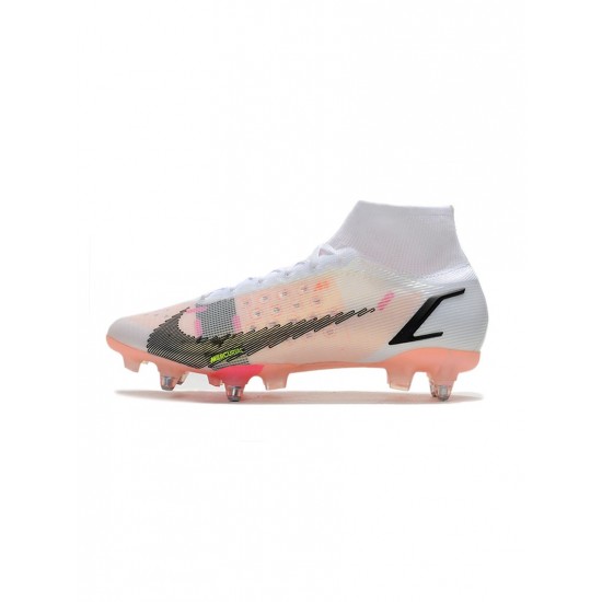 Nike Mercurial Superfly 8 Elite SG Pro White Black Bright Crimson Pink Blast Soccer Cleats