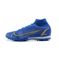 Nike Mercurial Superfly 8 Elite TF Blue Gold Soccer Cleats