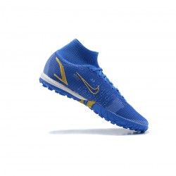 Nike Mercurial Superfly 8 Elite TF Blue Gold Soccer Cleats