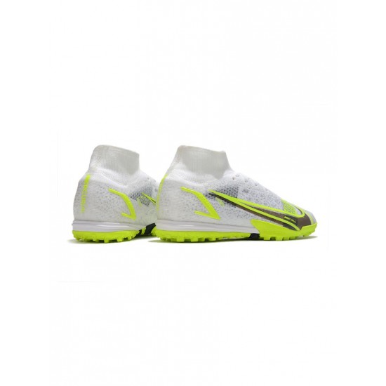 Nike Mercurial Superfly 8 Elite TF Whiteblackmetallic Silver Volt Soccer Cleats