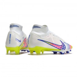 Nike Mercurial Superfly 9 Elite FG White Solar Yellow Power Blue Soccer Cleats