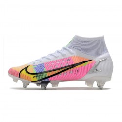 Nike Mercurial Superfly Dragonfly 8 Elite SG Pro White Metallic Silver Dark Raisin Soccer Cleats