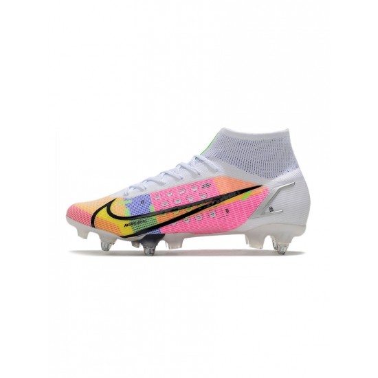 Nike Mercurial Superfly Dragonfly 8 Elite SG Pro White Metallic Silver Dark Raisin Soccer Cleats