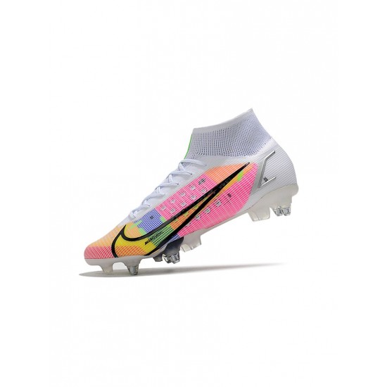 Nike Mercurial Superfly Dragonfly 8 Elite SG Pro White Metallic Silver Dark Raisin Soccer Cleats