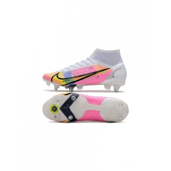 Nike Mercurial Superfly Dragonfly 8 Elite SG Pro White Metallic Silver Dark Raisin Soccer Cleats