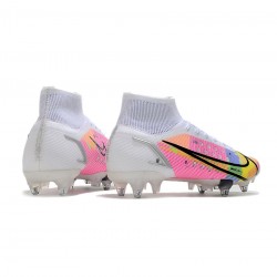 Nike Mercurial Superfly Dragonfly 8 Elite SG Pro White Metallic Silver Dark Raisin Soccer Cleats