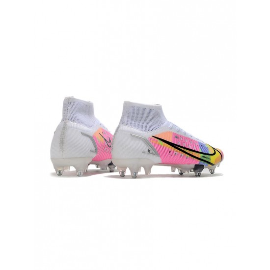 Nike Mercurial Superfly Dragonfly 8 Elite SG Pro White Metallic Silver Dark Raisin Soccer Cleats