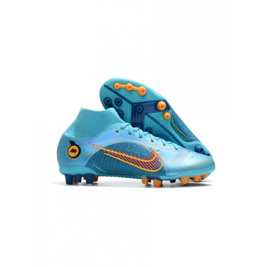 Nike Mercurial Superfly Viii Elite AG Pro Chlorine Blue Laser Orange Marina Soccer Cleats