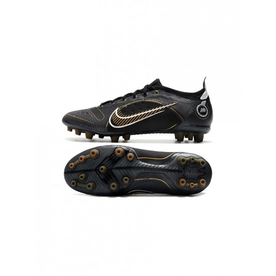 Nike Mercurial Vapor 14 Elite AG Pro Black Metallic Gold Metallic Silver Soccer Cleats