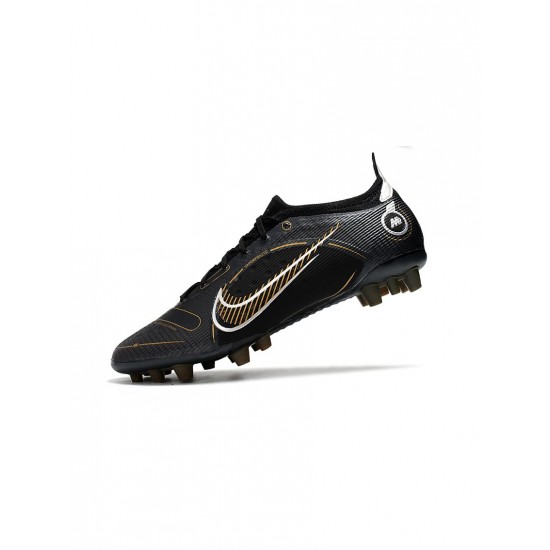 Nike Mercurial Vapor 14 Elite AG Pro Black Metallic Gold Metallic Silver Soccer Cleats