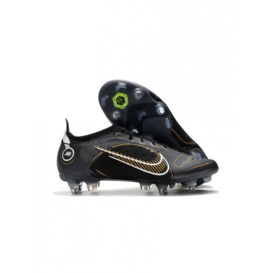 Nike Mercurial Vapor 14 Elite SG Pro Black Metallic Gold Metallic Silver Soccer Cleats