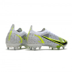 Nike Mercurial Vapor 14 Elite SG Pro White Black Metallic Silver Volt Soccer Cleats