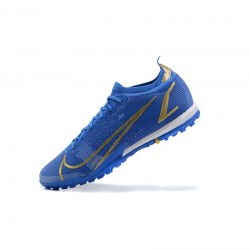 Nike Mercurial Vapor 14 Elite TF Blue Gold Soccer Cleats