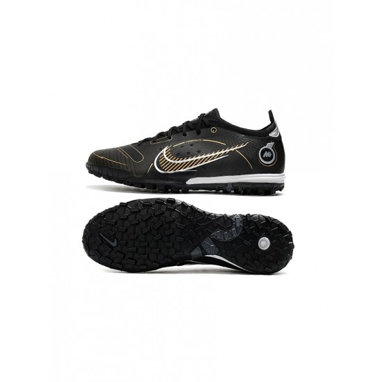 Nike Mercurial Vapor 14 Elite TF Black Metallic Gold Metallic Silver Soccer Cleats