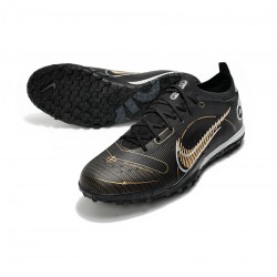 Nike Mercurial Vapor 14 Elite TF Black Metallic Gold Metallic Silver Soccer Cleats