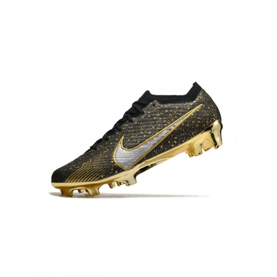 Nike Mercurial Vapor 15 Elite FG Black Gold Silver Soccer Cleats