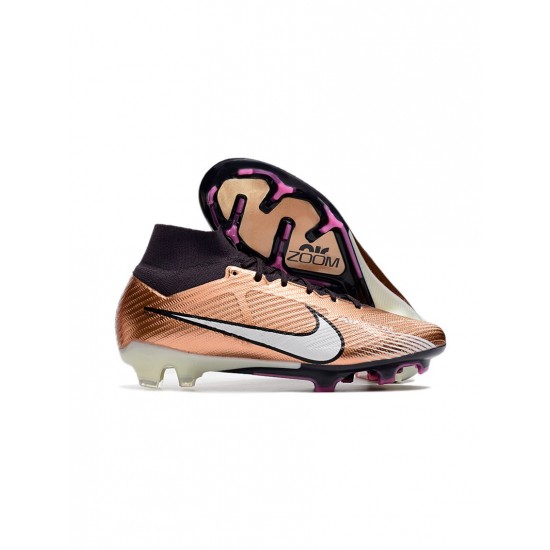 Nike Zoom Mercurial Superfly Ix Elite FG Firm Ground Metallic Copper White Soccer Cleats