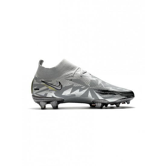 Nike Phantom Gt Df Elite FG Metallic Silver Black Yellow Soccer Cleats
