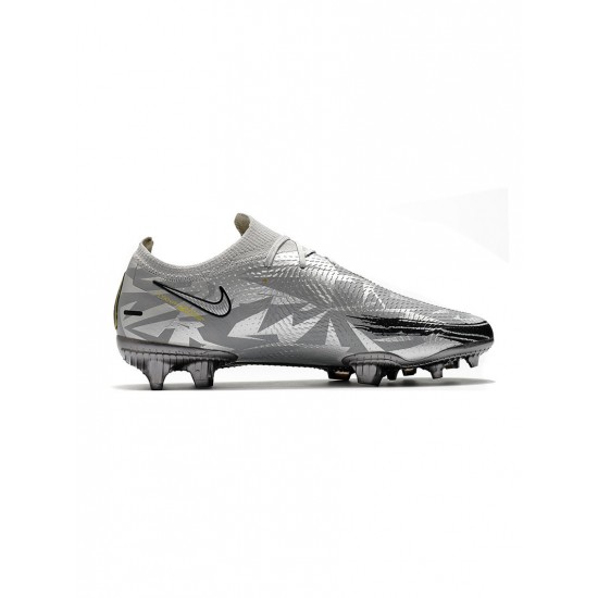 Nike Phantom Gt Elite FG Metallic Silver Black Yellow Soccer Cleats