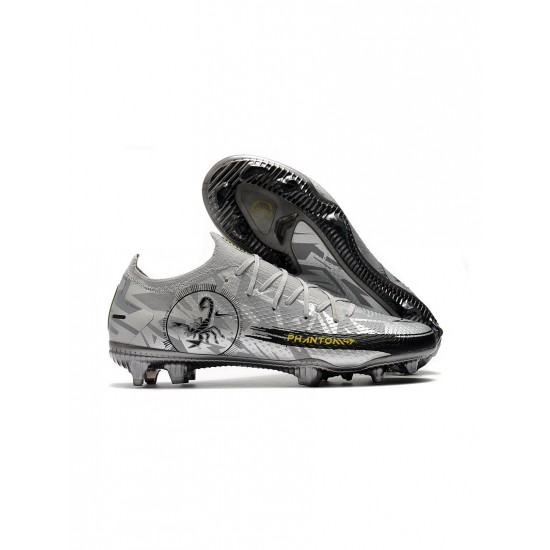 Nike Phantom Gt Elite FG Metallic Silver Black Yellow Soccer Cleats