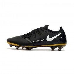 Nike Phantom Gt K Leather Tech Craft FG Black White Pro Gold Metallic Gold Soccer Cleats