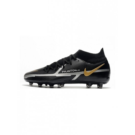 Nike Phantom Gt 2 Df Elite AG Pro Black Grey Gold Silver Soccer Cleats