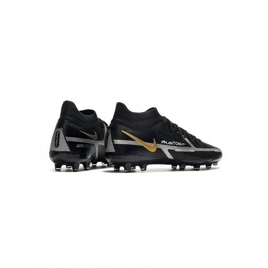 Nike Phantom Gt 2 Df Elite AG Pro Black Grey Gold Silver Soccer Cleats