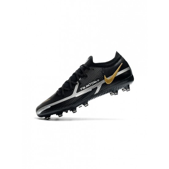 Nike Phantom Gt 2 Elite AG Pro Black Grey Metallic Gold Soccer Cleats