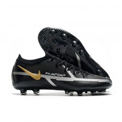 Nike Phantom Gt 2 Elite AG Pro Black Grey Metallic Gold Soccer Cleats