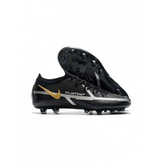 Nike Phantom Gt 2 Elite AG Pro Black Grey Metallic Gold Soccer Cleats