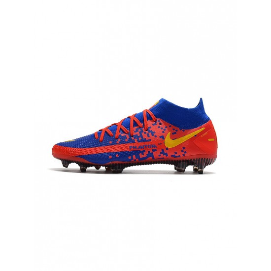 Nike Phantom Gt Elite Dynamic Fit FG Blue Red Yellow  Soccer Cleats