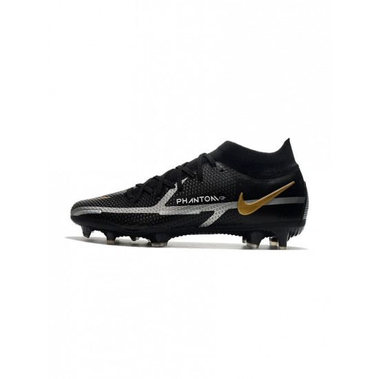 Nike Phantom Gt 2 Elite Df FG Black Metallic Dark Grey Metallic Gold Soccer Cleats