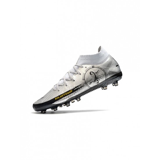 Nike Phantom Gt Elite Df AG Pure Platinum Black Speed Yellow Metallic Silver Soccer Cleats