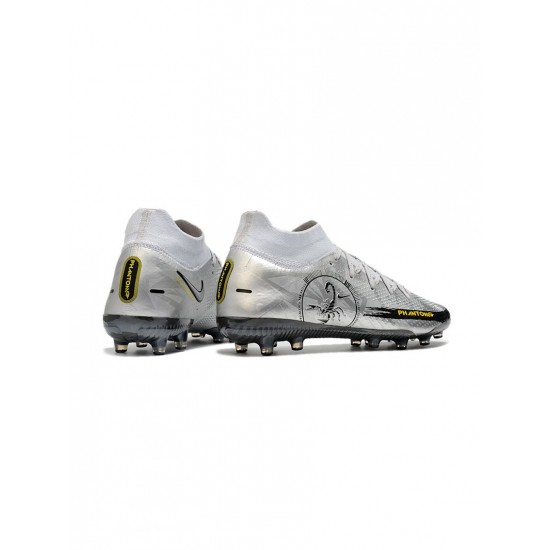 Nike Phantom Gt Elite Df AG Pure Platinum Black Speed Yellow Metallic Silver Soccer Cleats