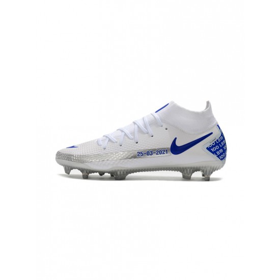 Nike Phantom Gt Elite Df FG Bonucci White Blue Silver Soccer Cleats