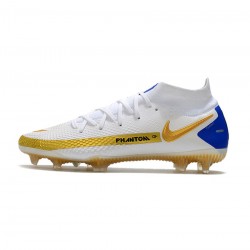 Nike Phantom Gt Elite Df FG White Golden Blue Soccer Cleats