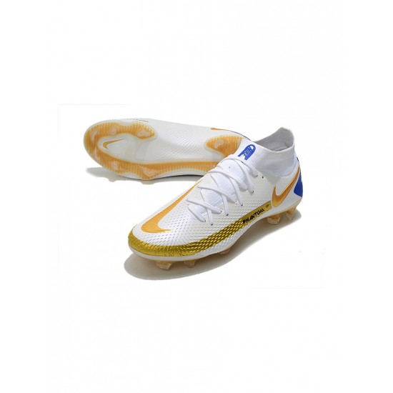 Nike Phantom Gt Elite Df FG White Golden Blue Soccer Cleats