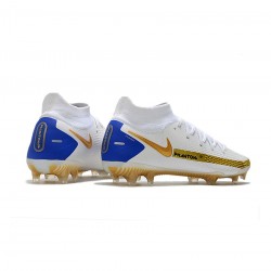 Nike Phantom Gt Elite Df FG White Golden Blue Soccer Cleats