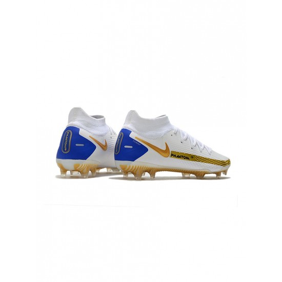 Nike Phantom Gt Elite Df FG White Golden Blue Soccer Cleats