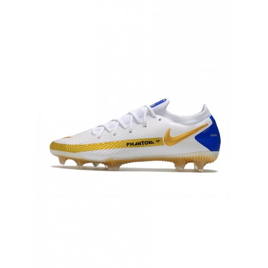 Nike Phantom Gt Elite FG White Golden Blue Soccer Cleats