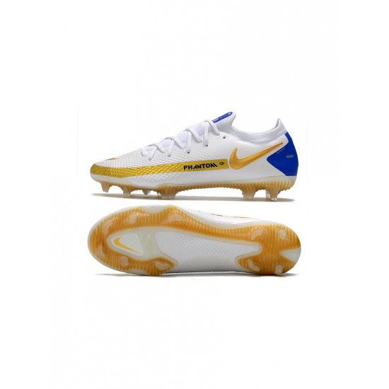 Nike Phantom Gt Elite FG White Golden Blue Soccer Cleats