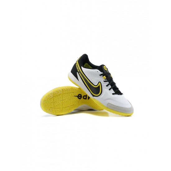 Nike Tiempo Legend Ix Elite IC White Dark Smoke Grey Black Yellow Strike Soccer Cleats