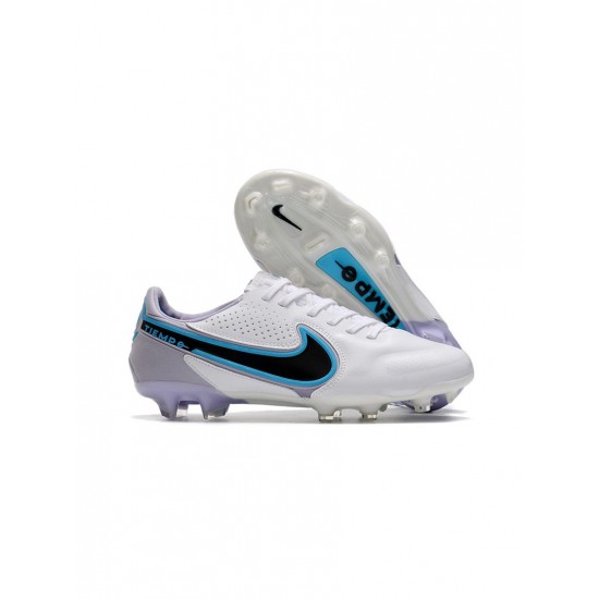 Nike Tiempo Legend 9 Elite FG White Black Blue Soccer Cleats