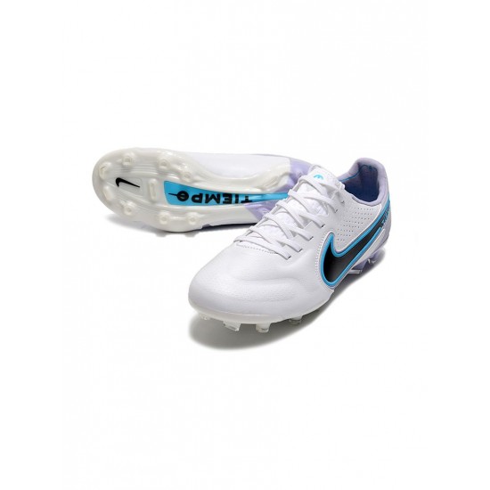 Nike Tiempo Legend 9 Elite FG White Black Blue Soccer Cleats