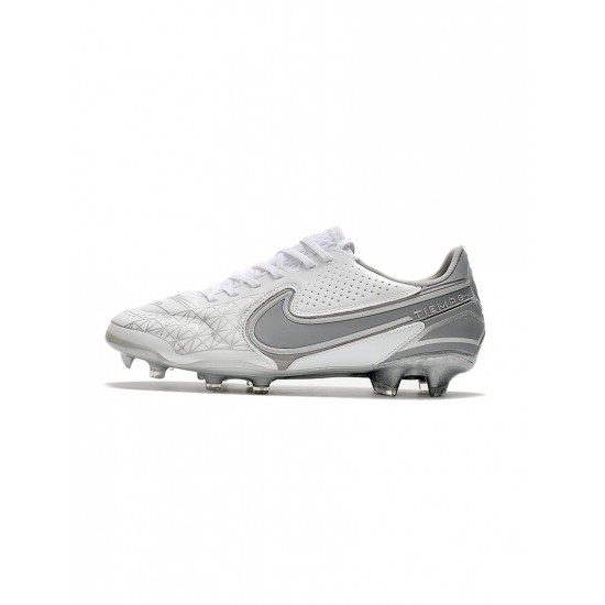 Nike Tiempo Legend 9 Elite Focus FG Dazzling White Pure White Wolf Grey Soccer Cleats