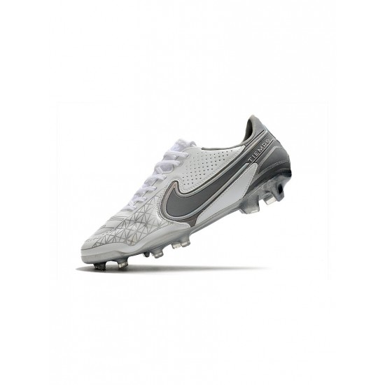 Nike Tiempo Legend 9 Elite Focus FG Dazzling White Pure White Wolf Grey Soccer Cleats